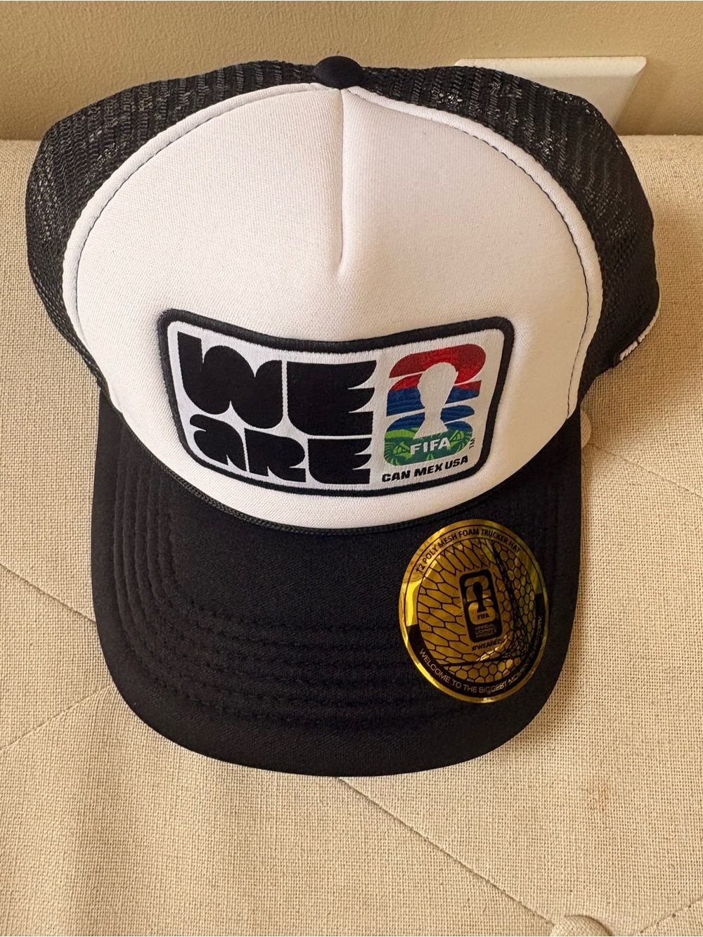 Authentic World Cup FIFA Snap back Cap - Black & White with Gold Patch NWT!!